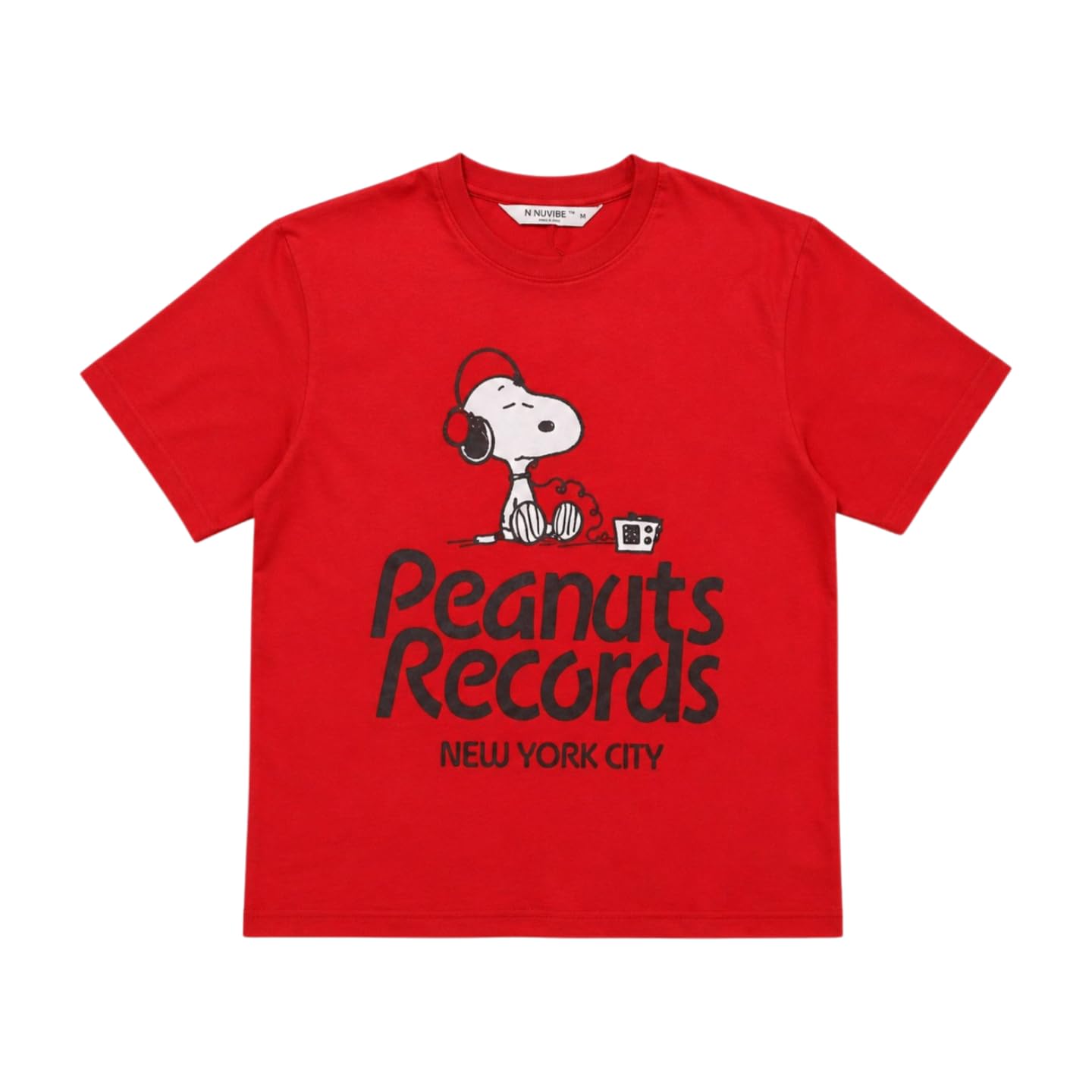 Buy NUVIBE Women's Snoopy Peanuts Records Graphic T-Shirt, Red